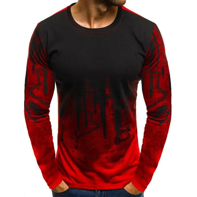 FLYFIREFLY Men Camouflage Printed  Male T Shirt Bottoms Top Tee Male Hiphop Streetwear Long Sleeve Fitness Tshirts