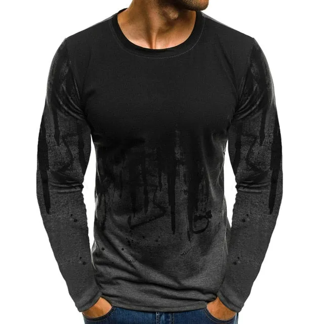 FLYFIREFLY Men Camouflage Printed  Male T Shirt Bottoms Top Tee Male Hiphop Streetwear Long Sleeve Fitness Tshirts