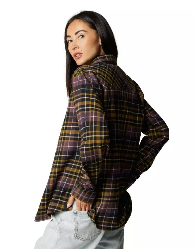 FOX WOMEN'S LOVER STRETCH FLANNEL SHIRT PURPLE