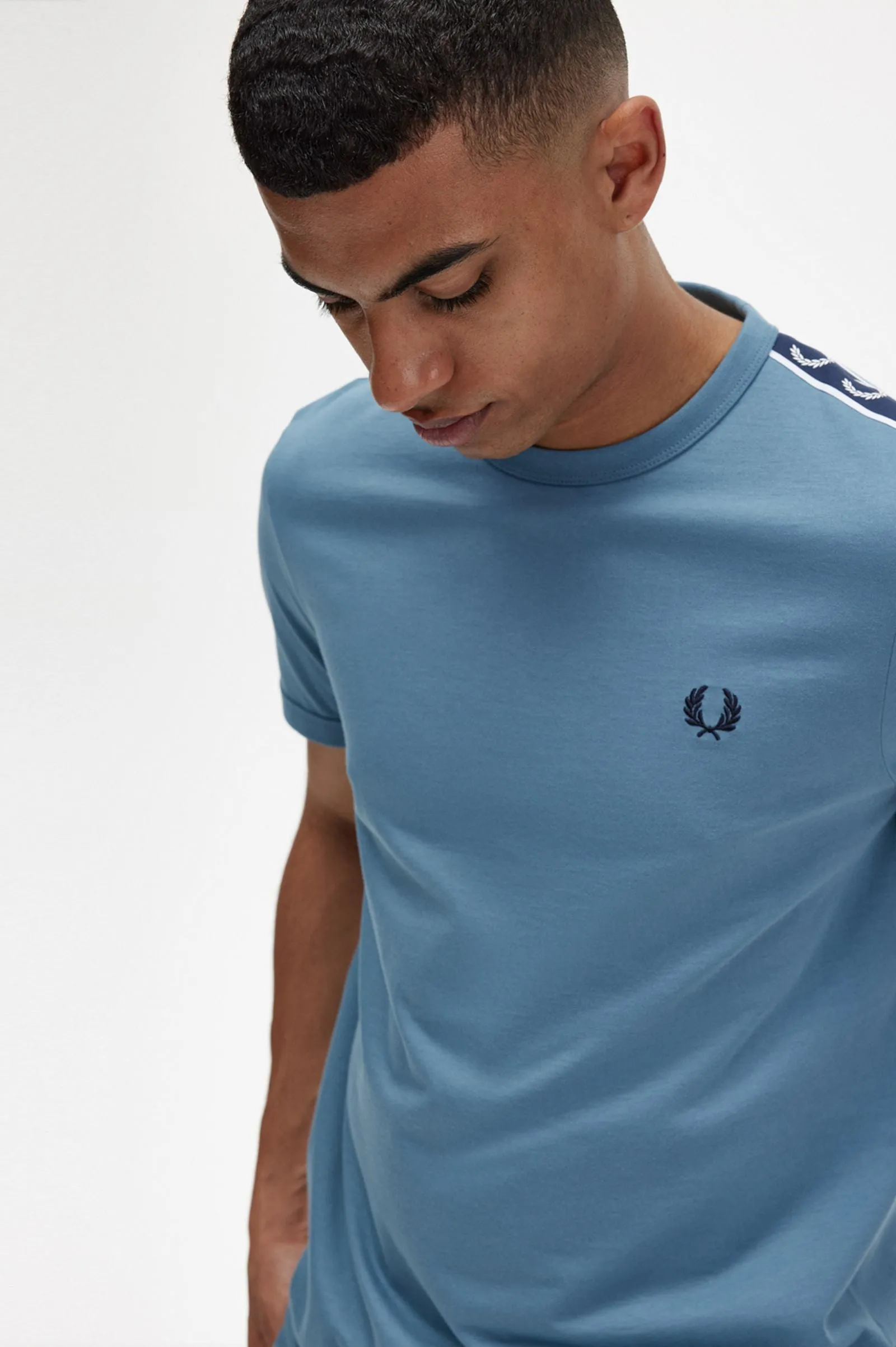 Fred Perry M4613 Contrast Tape Ringer T-Shirt Ash Blue