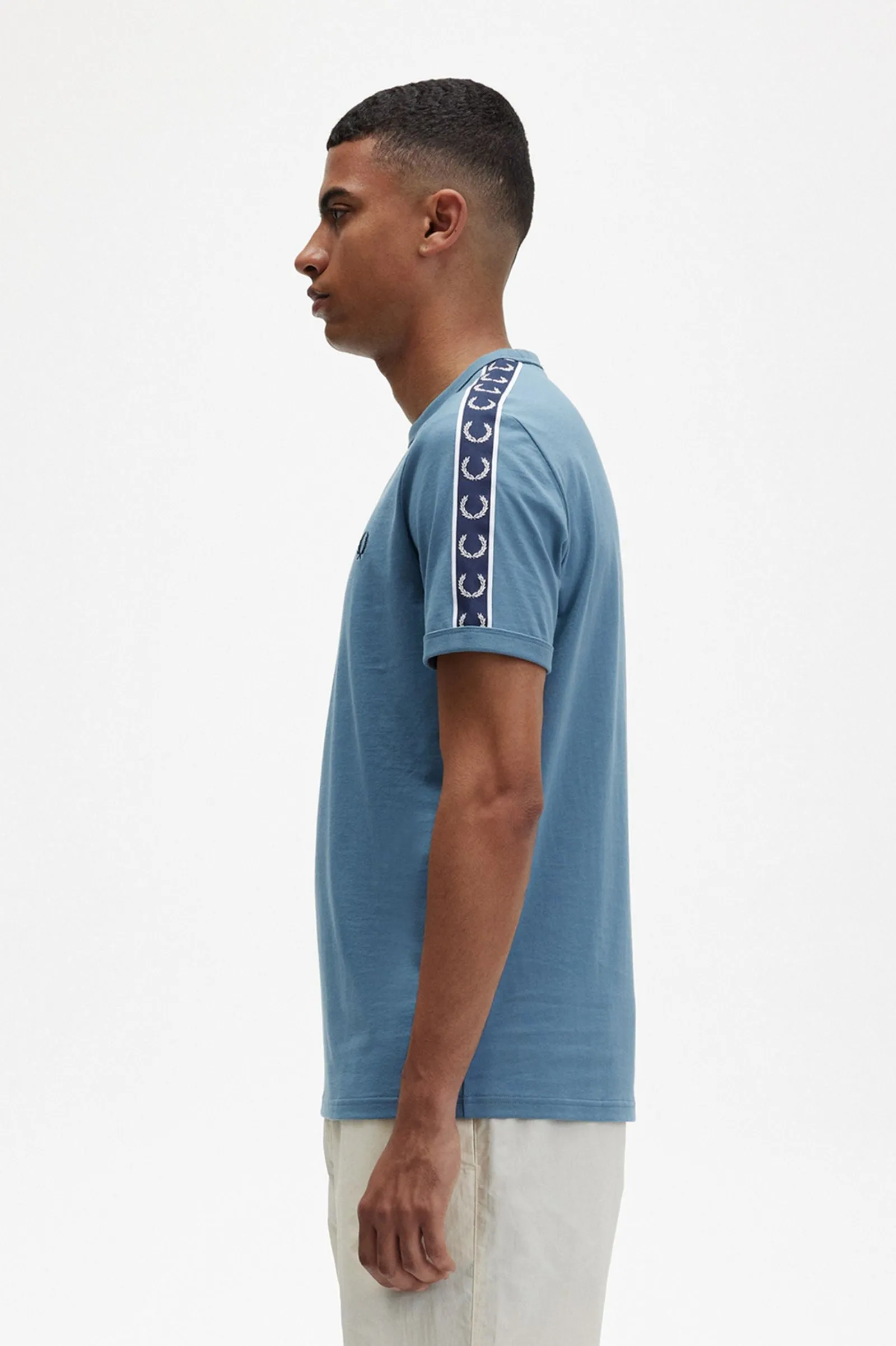 Fred Perry M4613 Contrast Tape Ringer T-Shirt Ash Blue