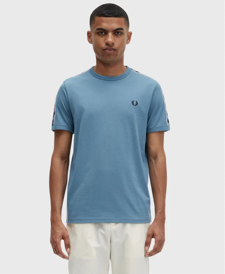 Fred Perry M4613 Contrast Tape Ringer T-Shirt Ash Blue