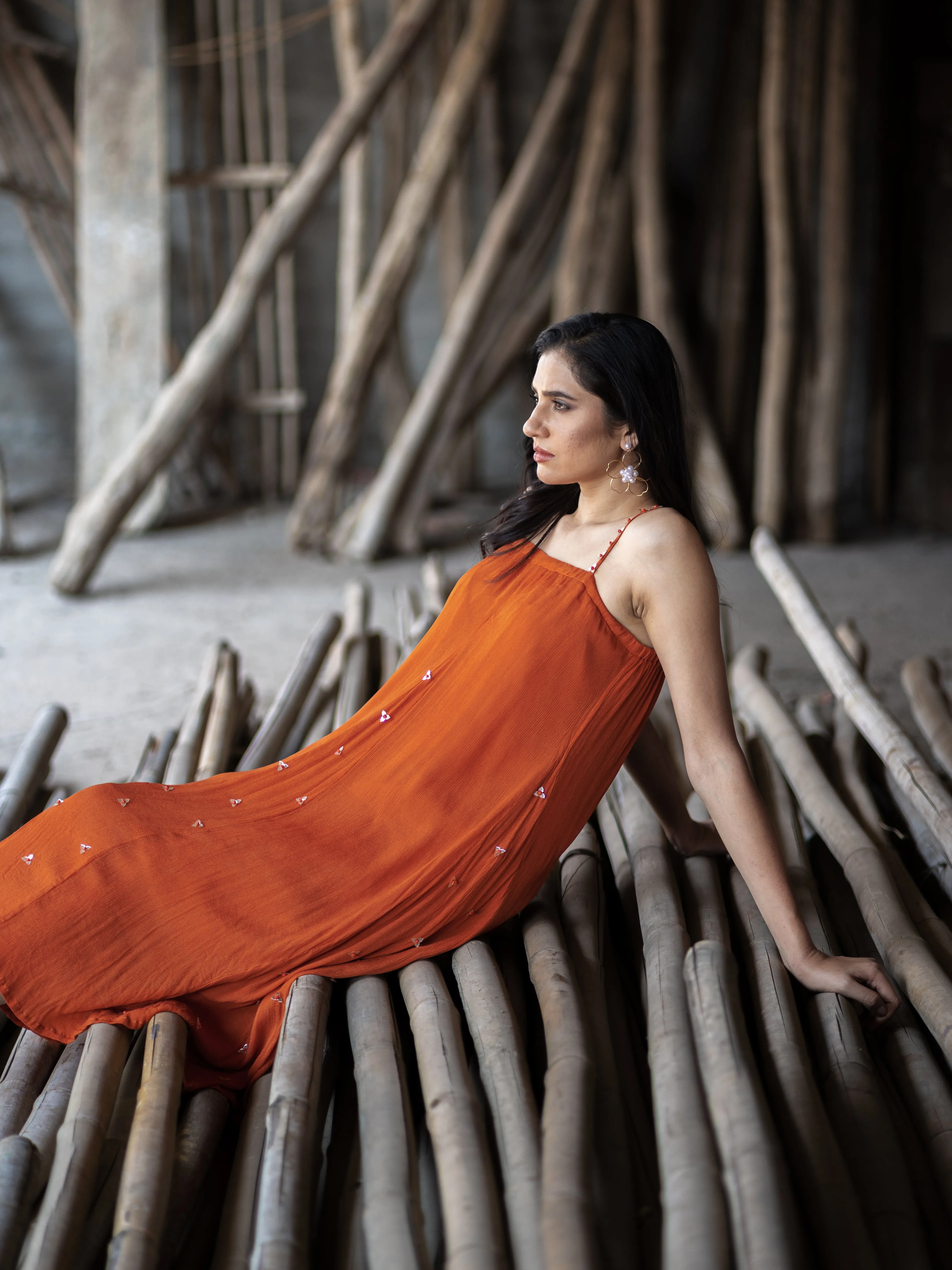 Freya Dress - Sunset Rust