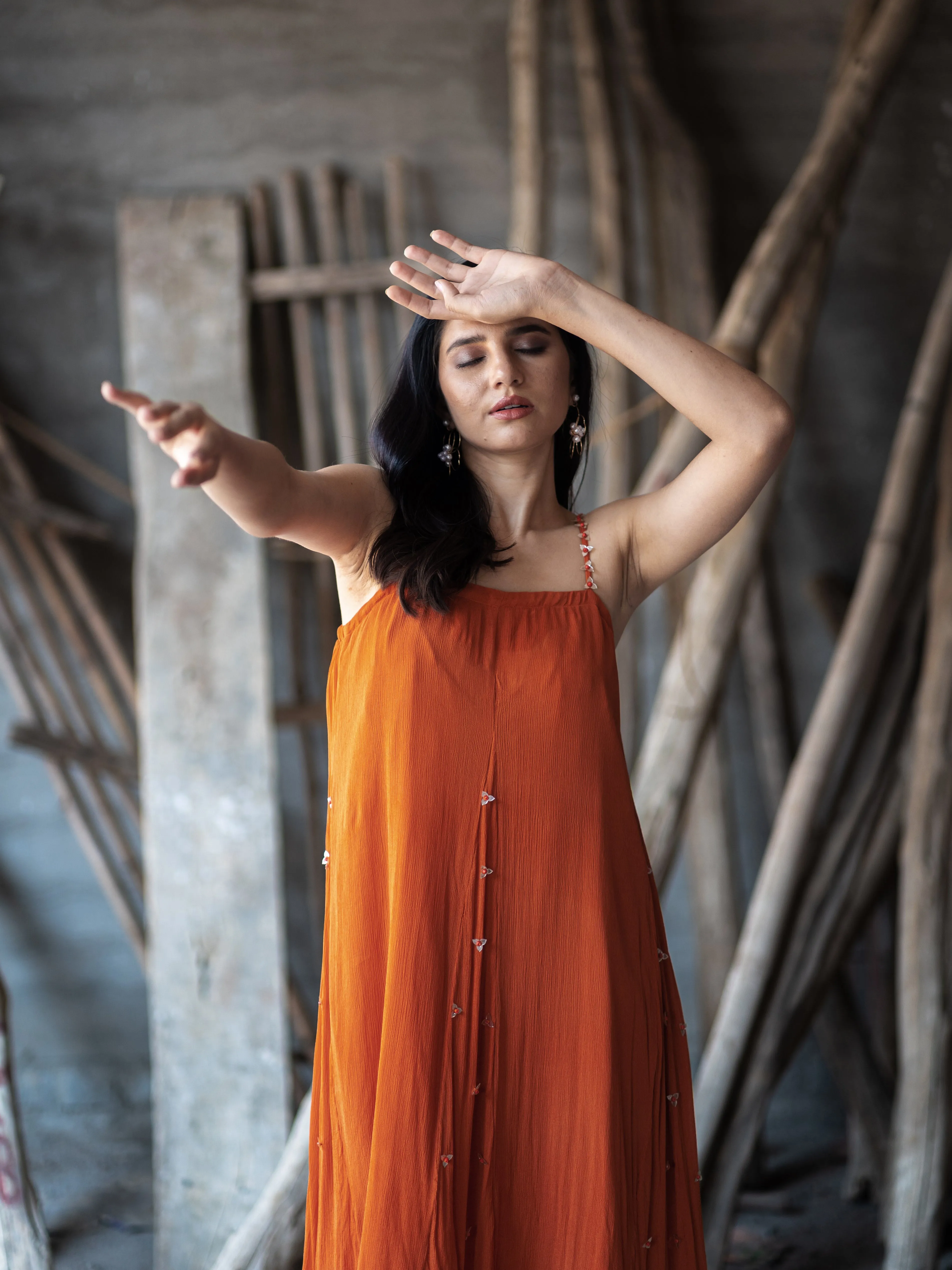 Freya Dress - Sunset Rust