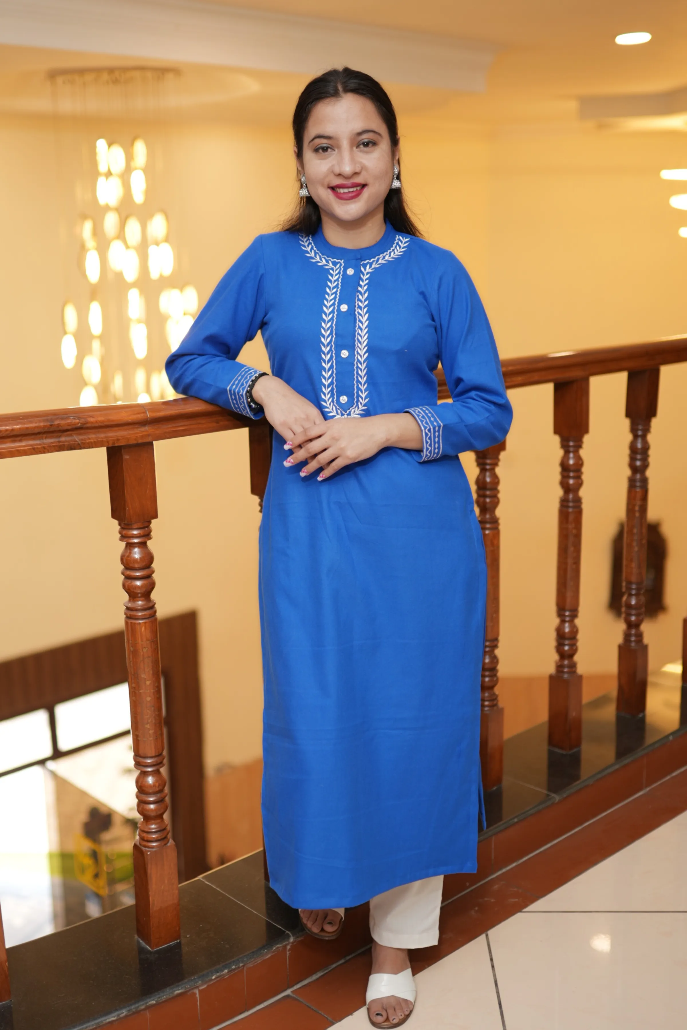 Frosty Blue Woollen Kurta Set