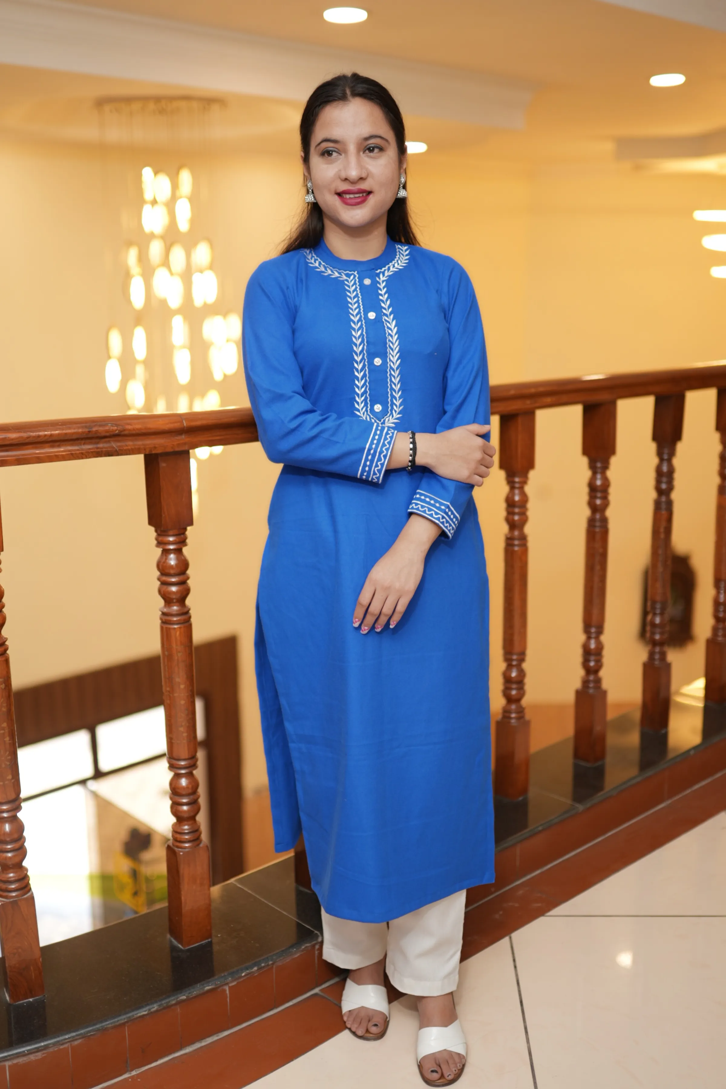 Frosty Blue Woollen Kurta Set