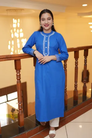 Frosty Blue Woollen Kurta Set