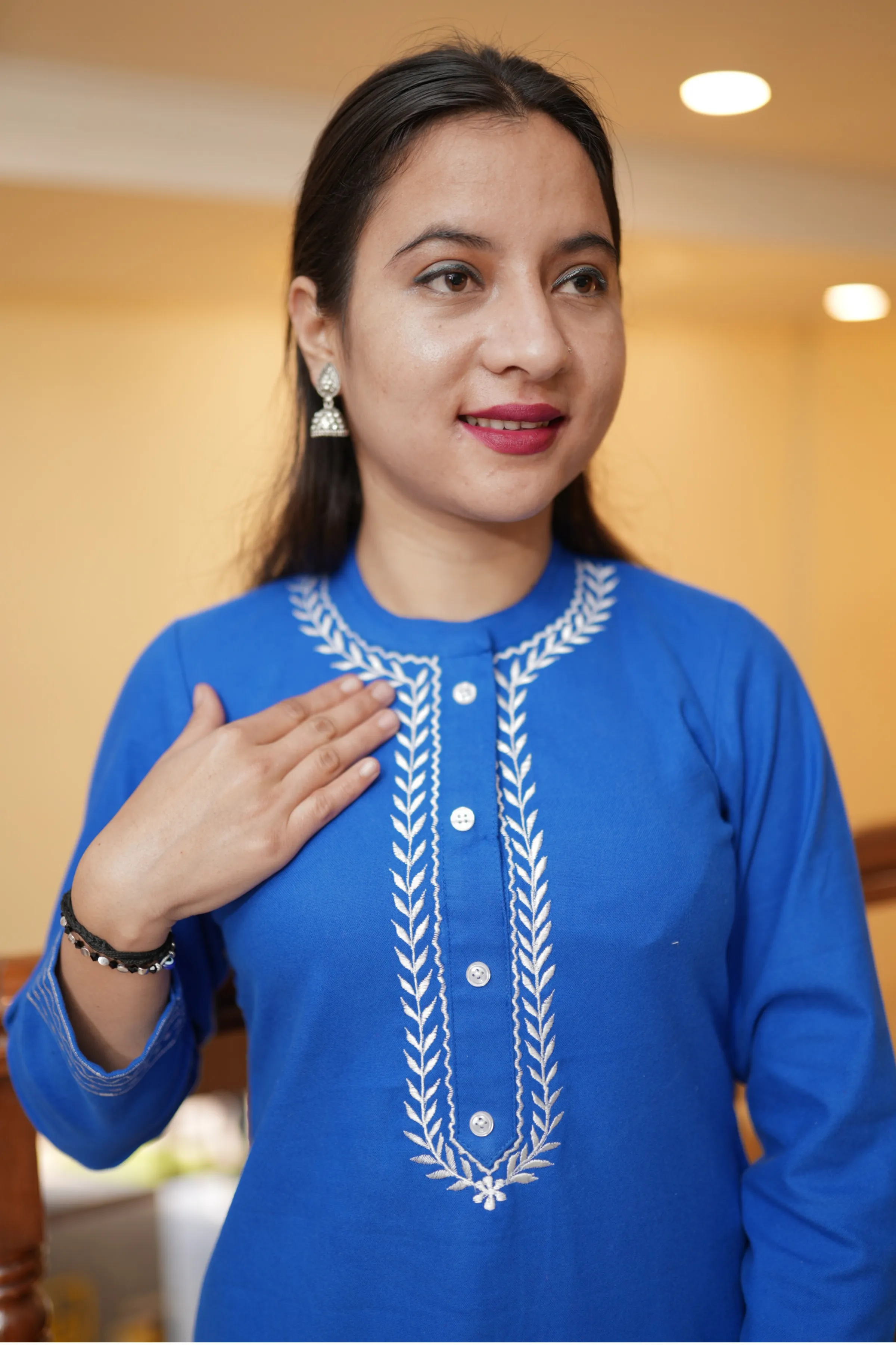 Frosty Blue Woollen Kurta Set