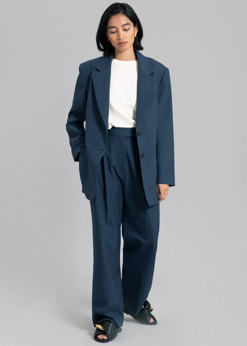 Georgina Wool Blend Pants - Navy