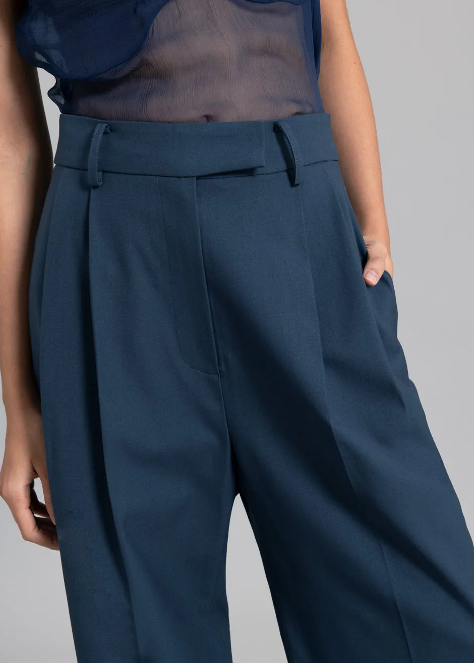 Georgina Wool Blend Pants - Navy