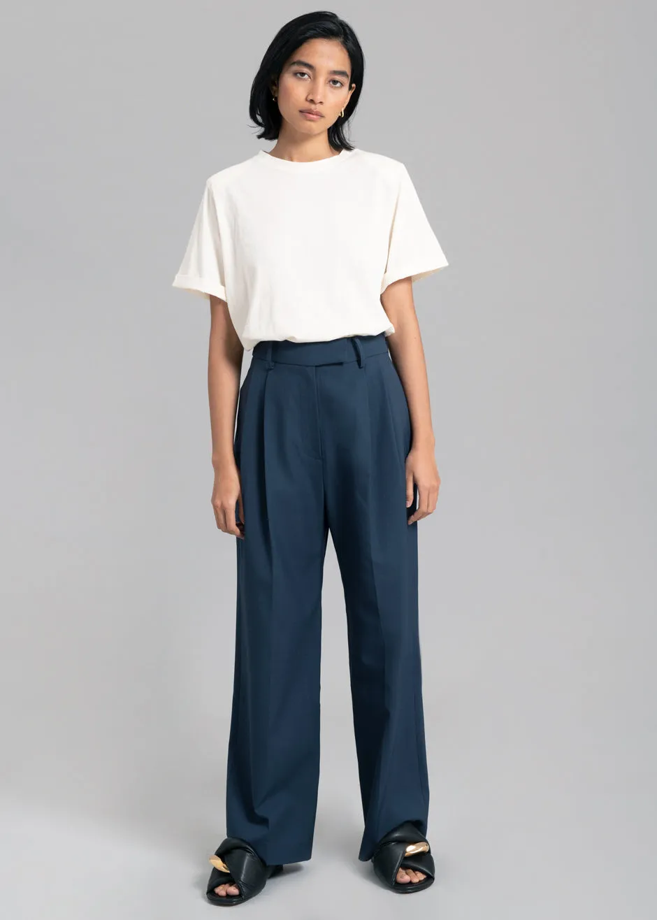 Georgina Wool Blend Pants - Navy