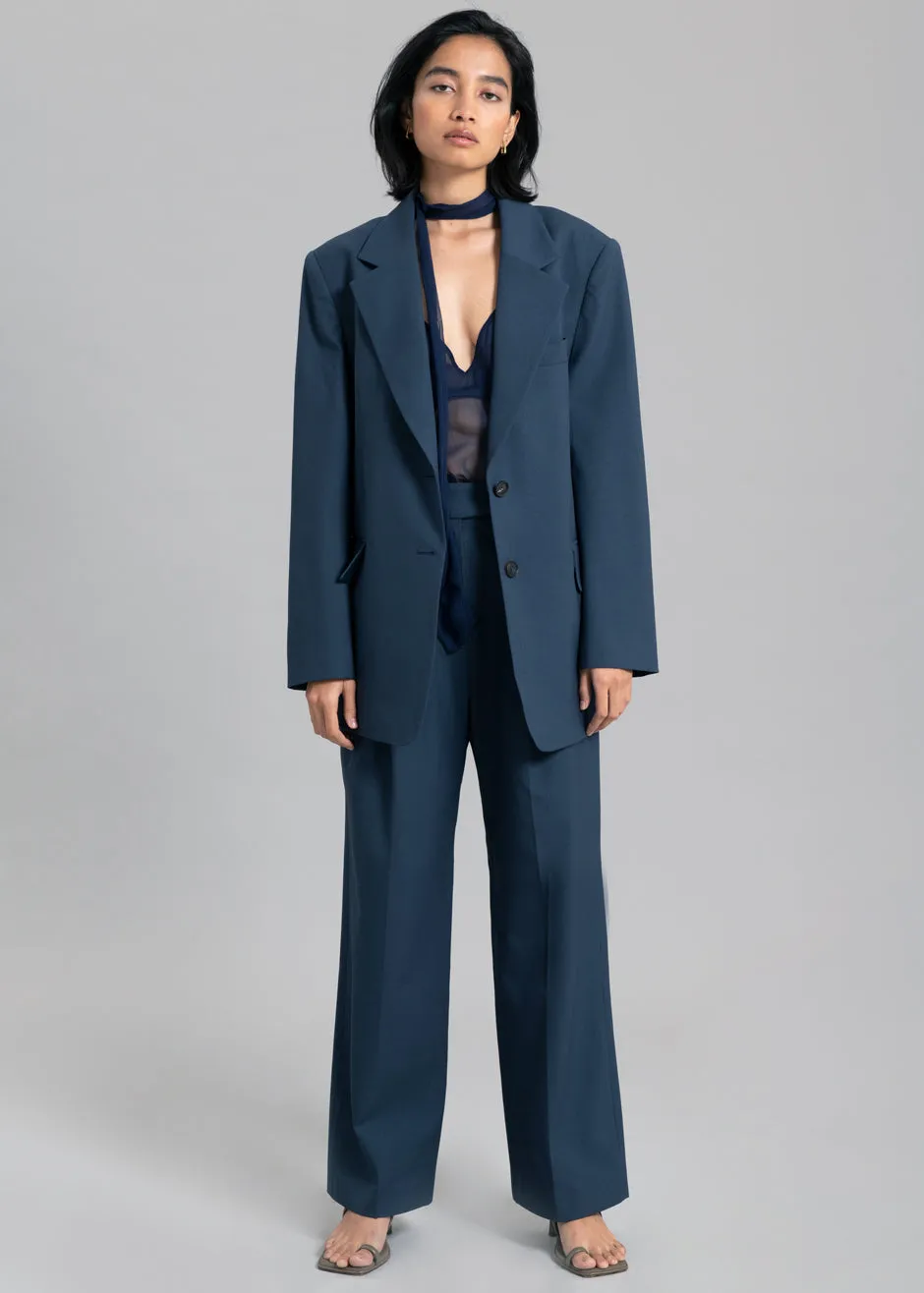 Georgina Wool Blend Pants - Navy