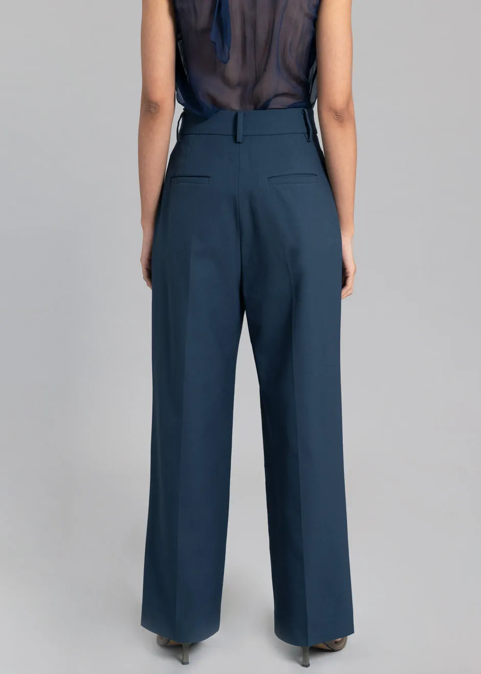 Georgina Wool Blend Pants - Navy