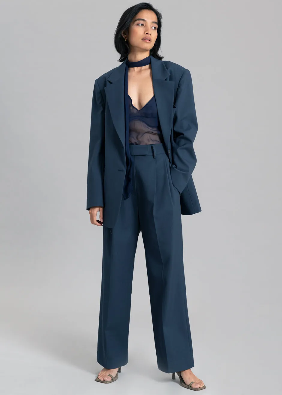 Georgina Wool Blend Pants - Navy