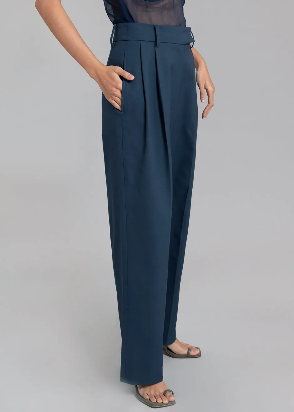Georgina Wool Blend Pants - Navy