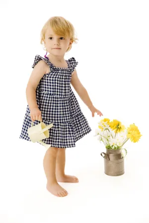 Girls Dresses | Twirly Sundress - Navy Gingham | Angel Dear