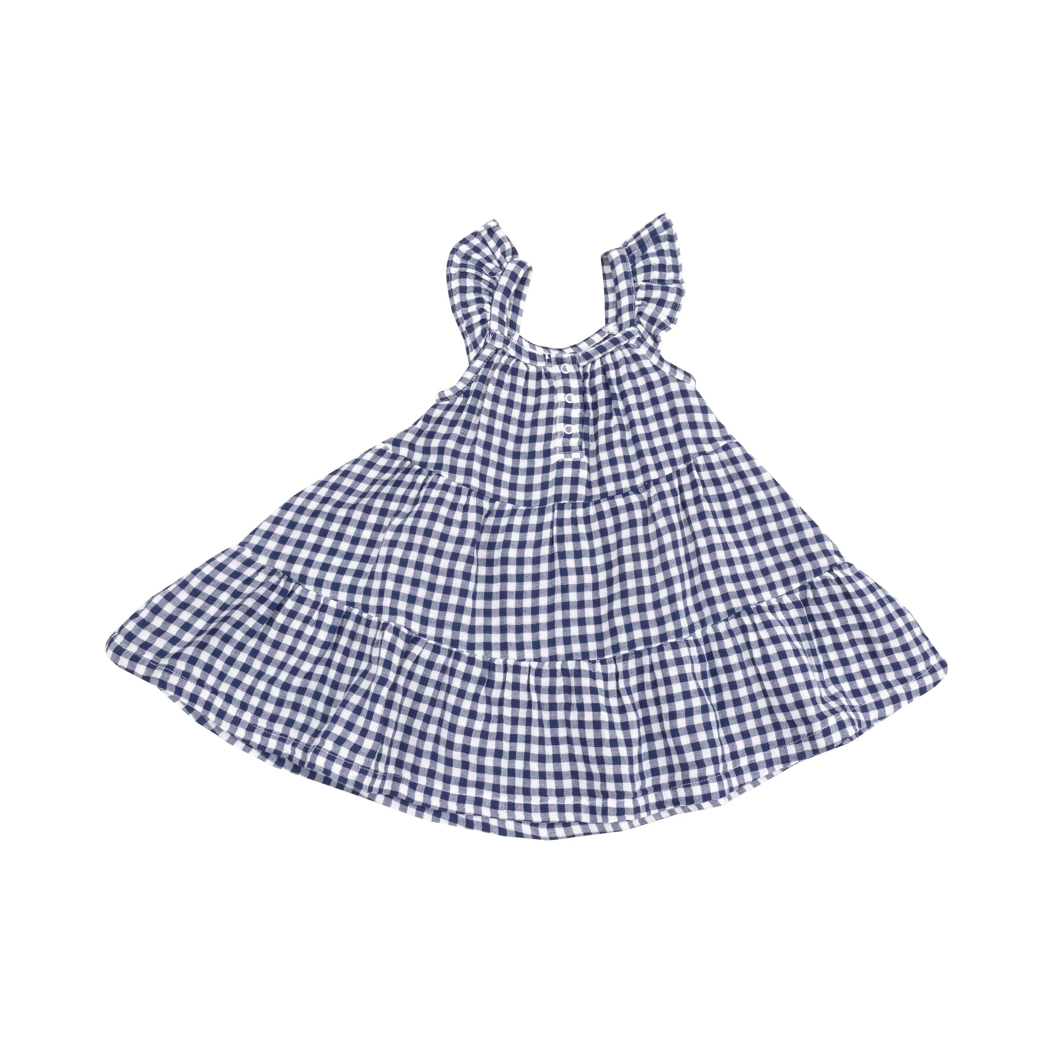 Girls Dresses | Twirly Sundress - Navy Gingham | Angel Dear