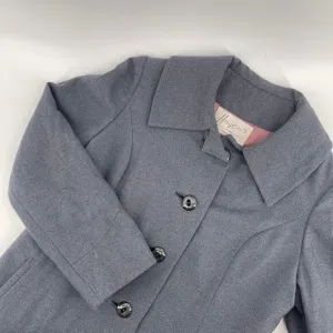 Hagen's Vintage Gray Long Medium‎ Coat Button-Front Classic Women's Outerwear