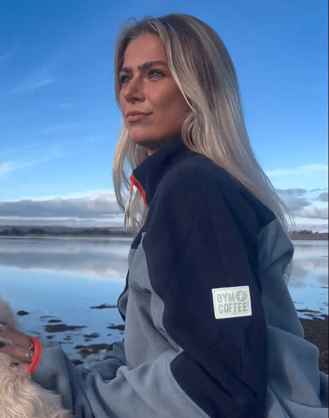 Half Zip Polar Fleece in Stone Blue