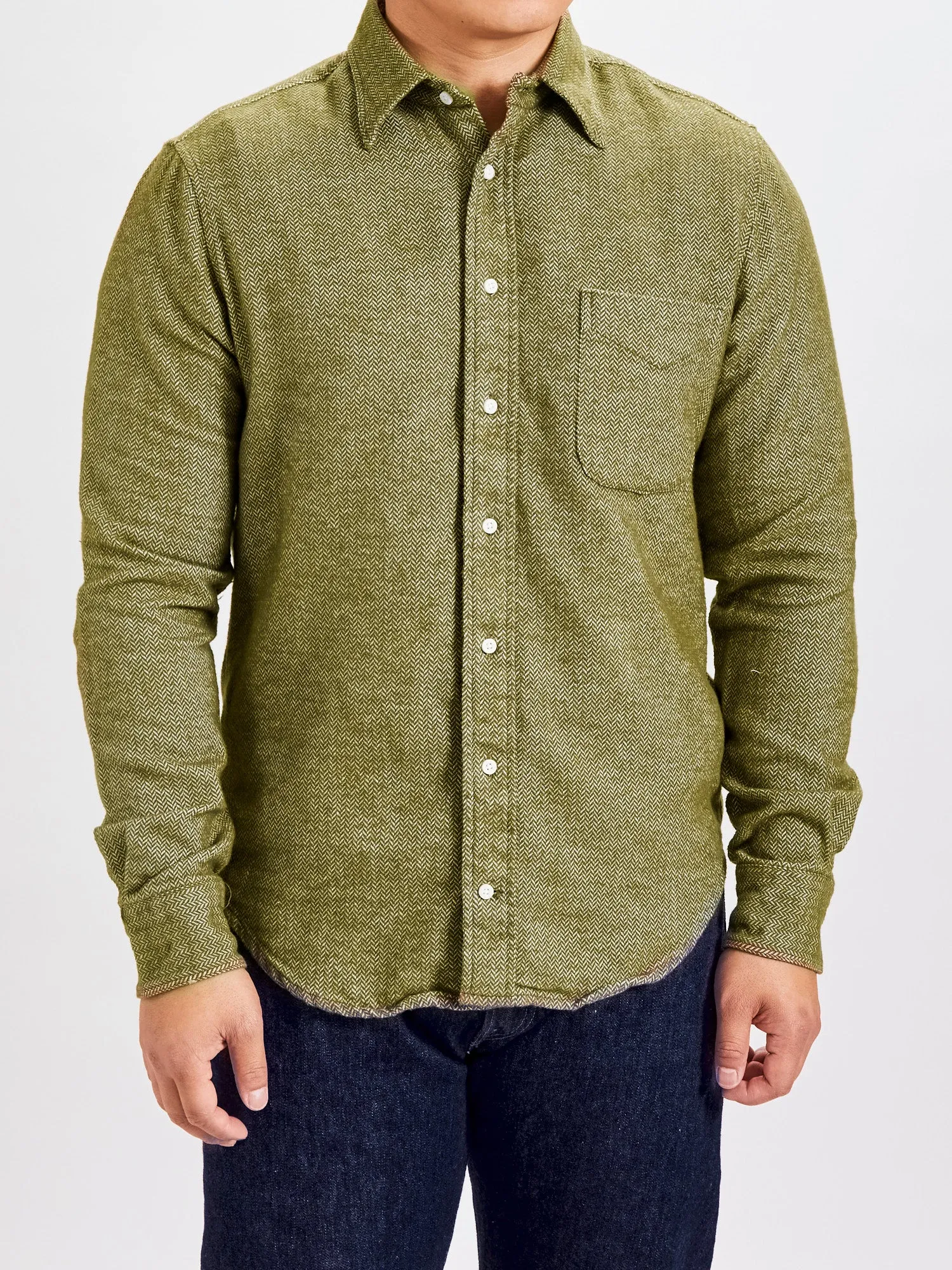 Herringbone Flannel in Olive