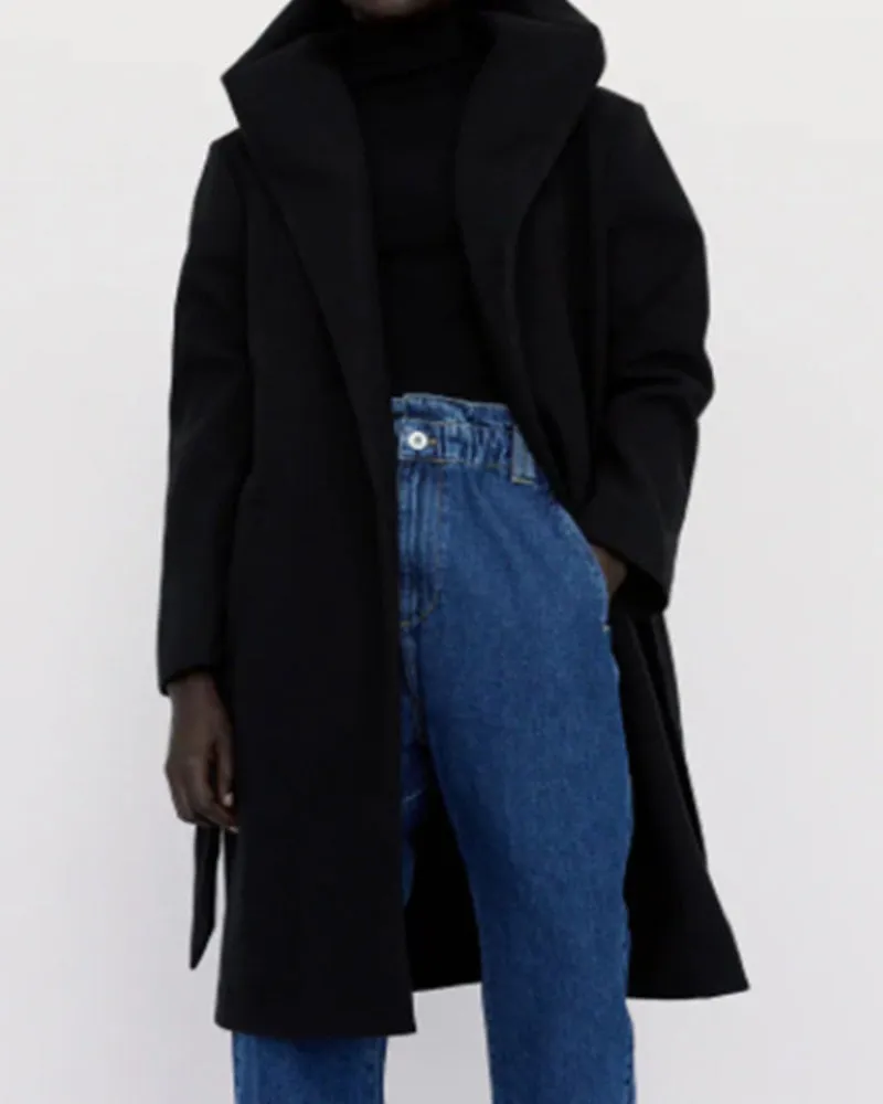 Hooded Lace-up Pile Collar Outerwear