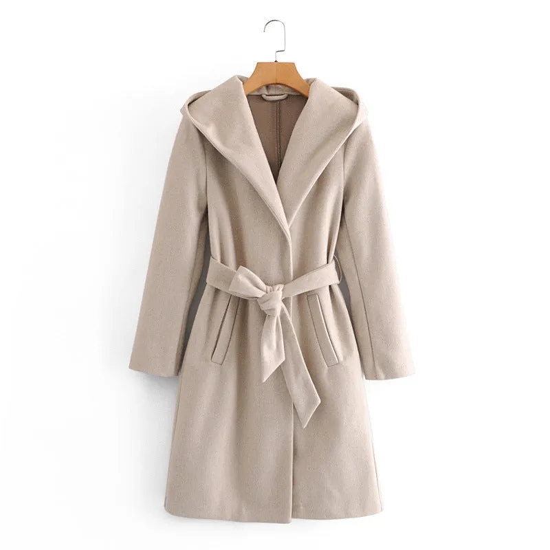 Hooded Lace-up Pile Collar Outerwear
