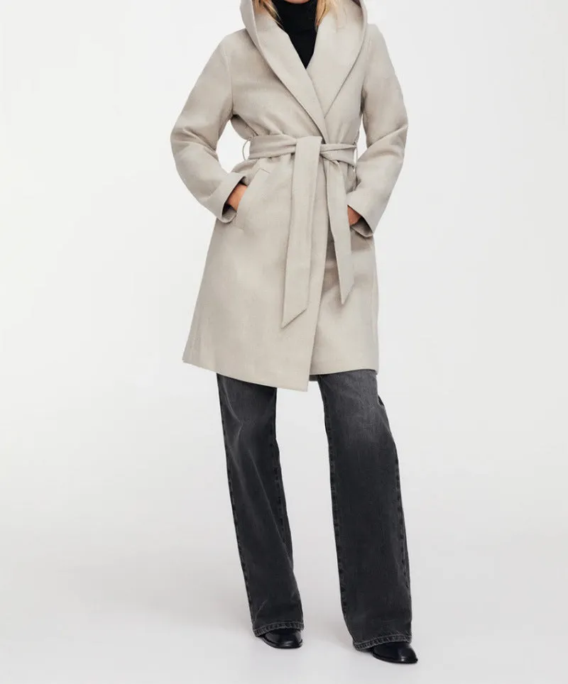 Hooded Lace-up Pile Collar Outerwear