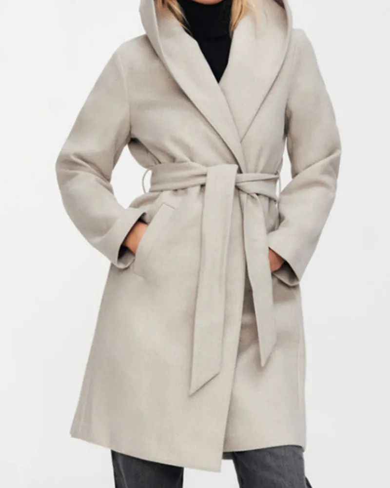 Hooded Lace-up Pile Collar Outerwear