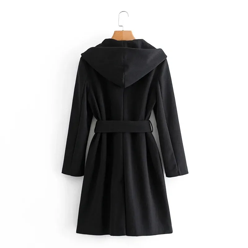 Hooded Lace-up Pile Collar Outerwear
