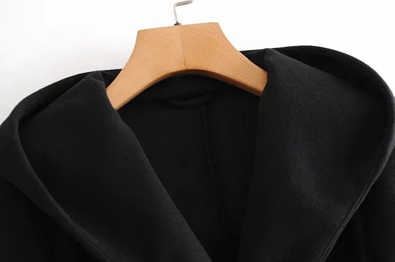 Hooded Lace-up Pile Collar Outerwear