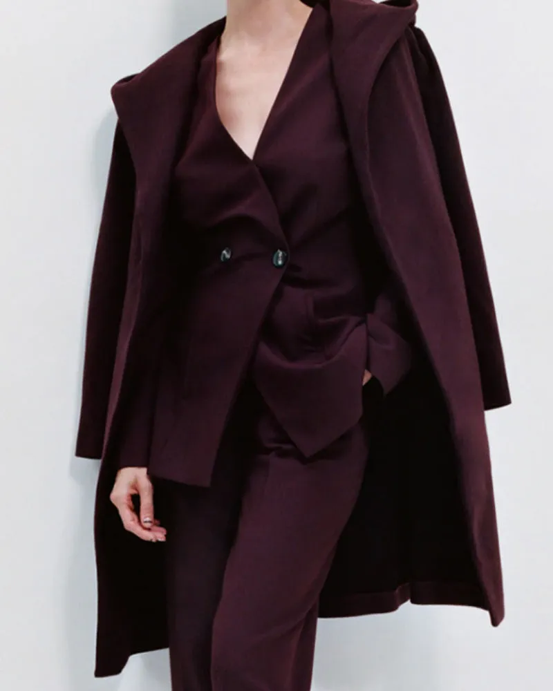 Hooded Lace-up Pile Collar Outerwear