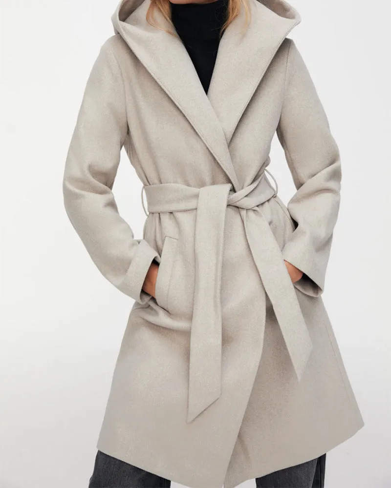 Hooded Lace-up Pile Collar Outerwear