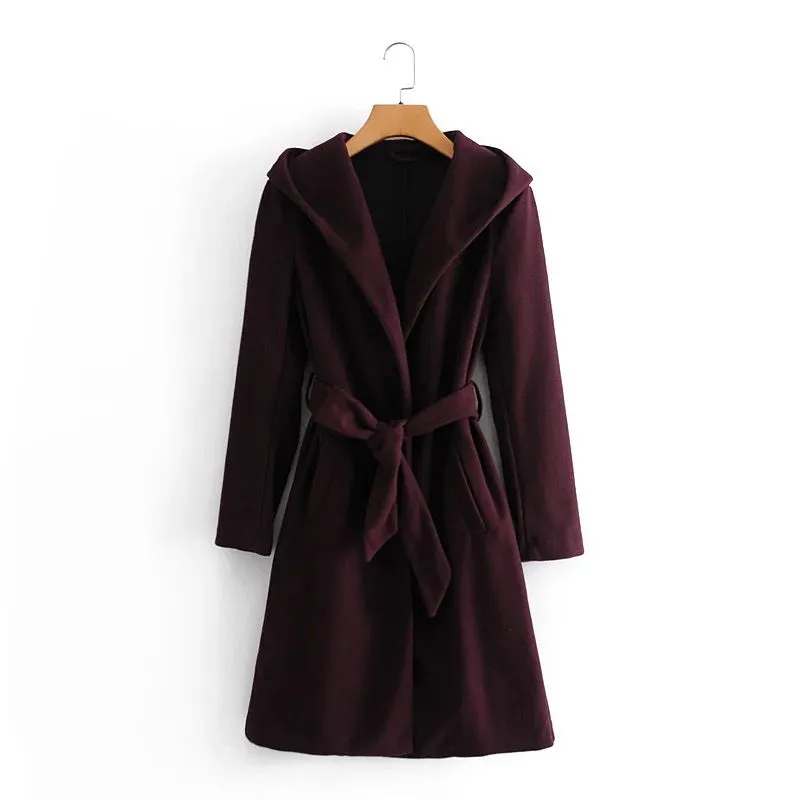 Hooded Lace-up Pile Collar Outerwear
