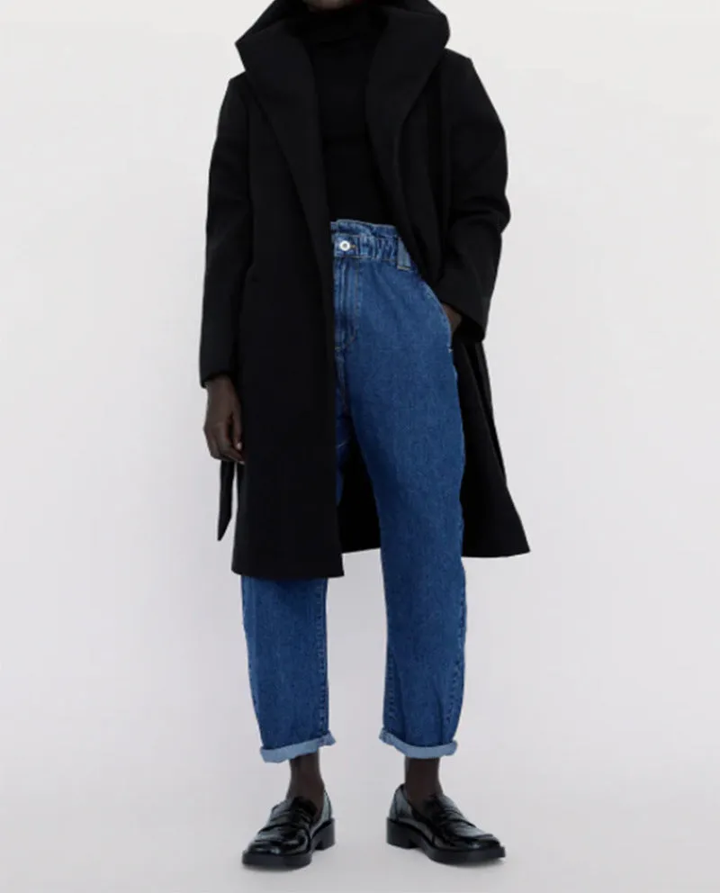 Hooded Lace-up Pile Collar Outerwear