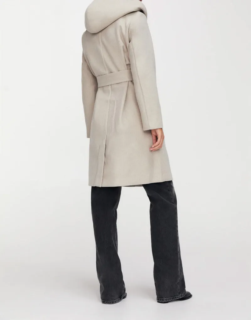Hooded Lace-up Pile Collar Outerwear