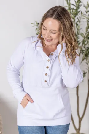 IN PRODUCTION Noelle Button Hoodie - White