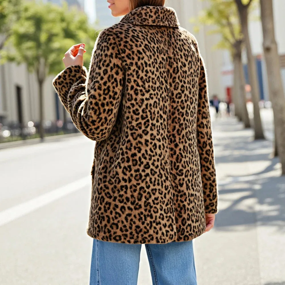 Jackets Leopard Single Button Long Sleeve Lapel Fashion
