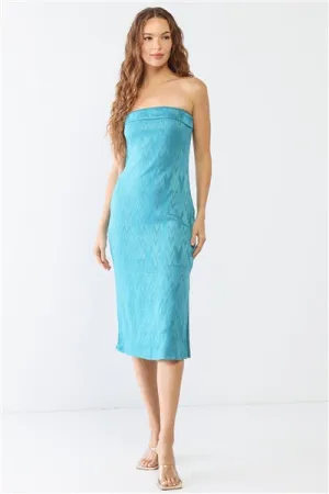 Jade Geo Print Inside-Out Edge Strapless Side Slit Midi Dress