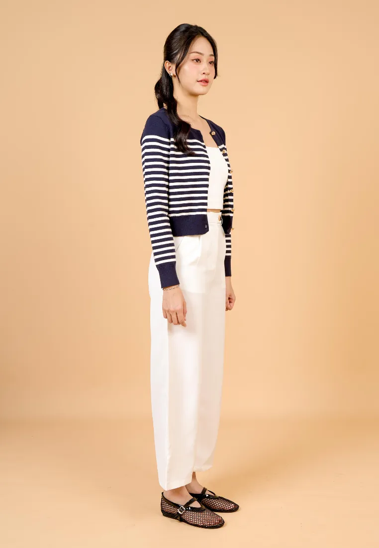 Jade Striped Knit Cardigan (Navy)