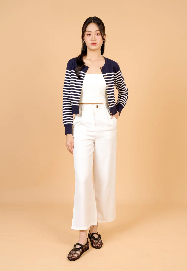 Jade Striped Knit Cardigan (Navy)