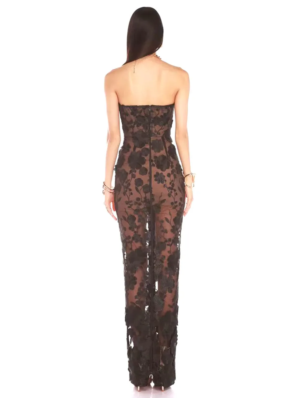 jasmine strapless black maxi dress
