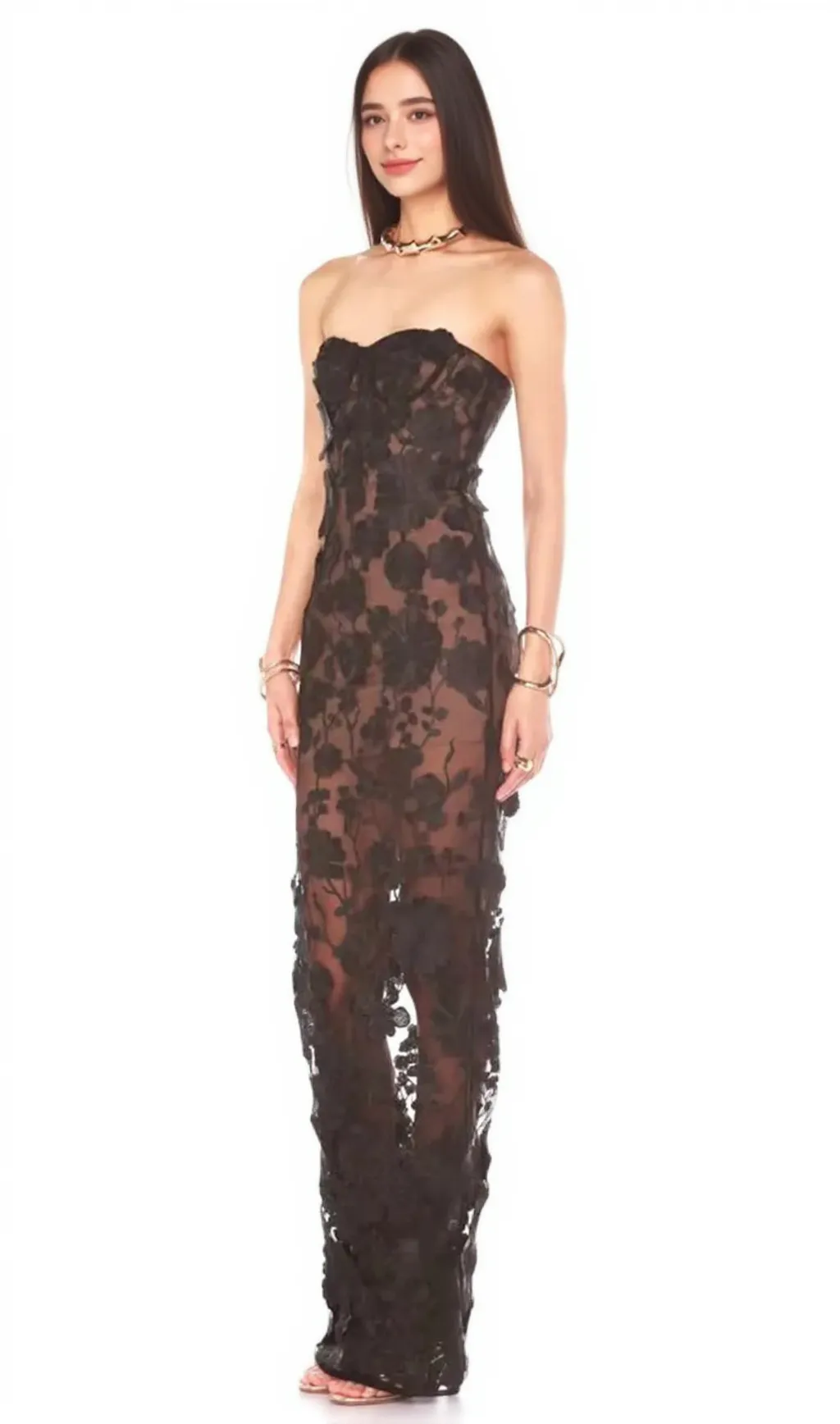 jasmine strapless black maxi dress