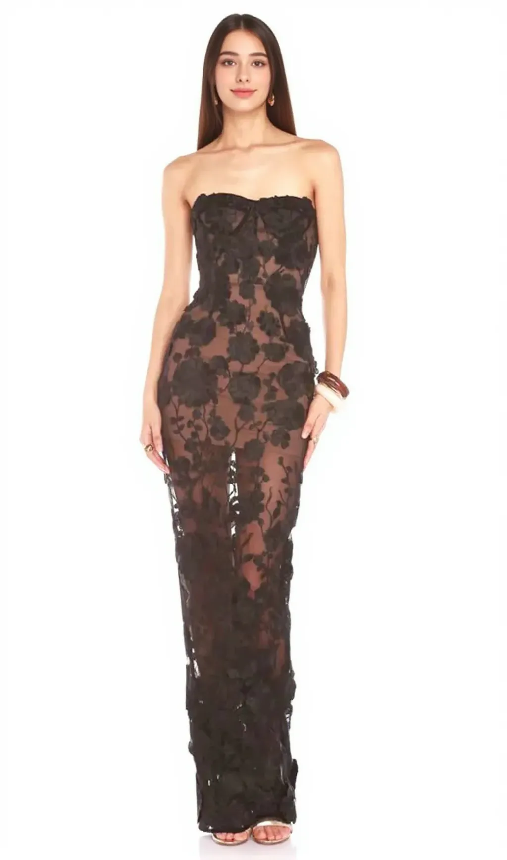 jasmine strapless black maxi dress