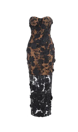 jasmine strapless black maxi dress
