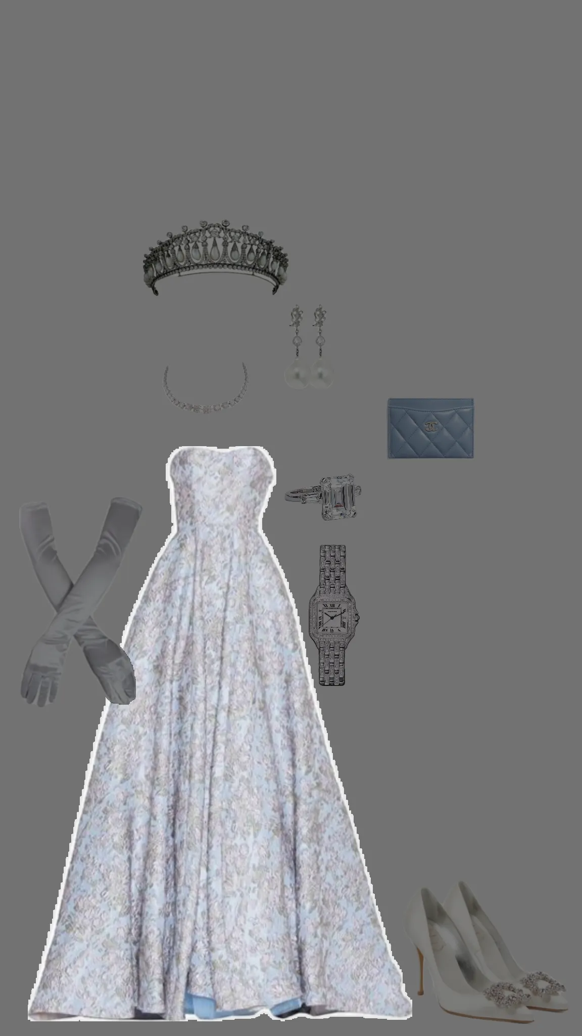 JazzHer Elegant Ball Gown Strapless Light Sky Blue Lace Long Prom Dresses Evening Dress (PRE-ORDER)
