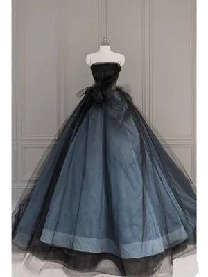 JazzHer Vintage Ball Gown Strapless Blue Long Prom Dresses s Retro Evening Dress (PRE-ORDER)