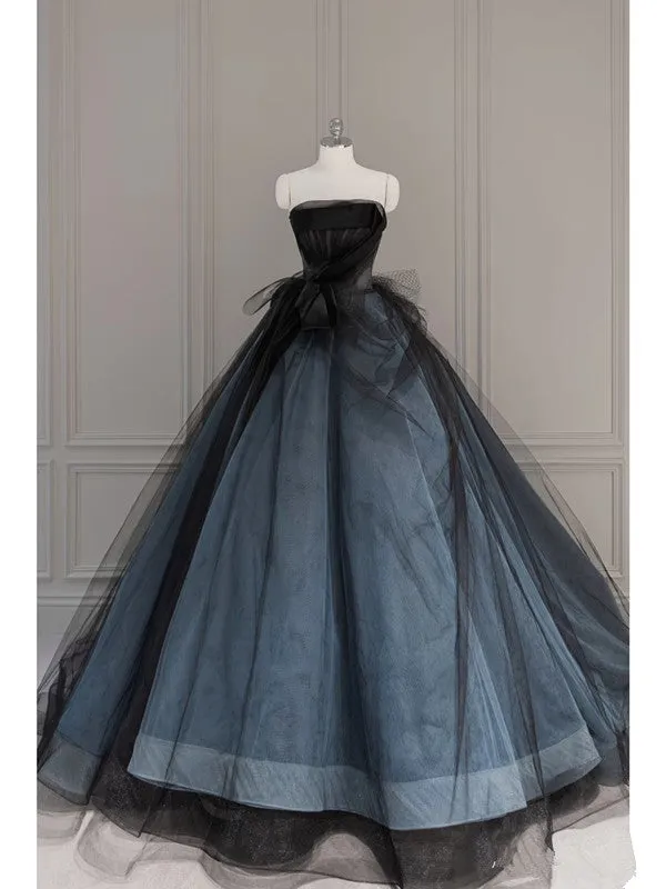 JazzHer Vintage Ball Gown Strapless Blue Long Prom Dresses s Retro Evening Dress (PRE-ORDER)