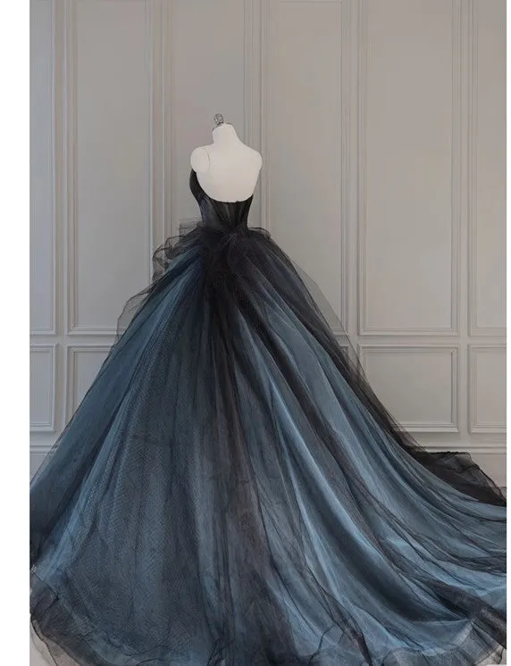 JazzHer Vintage Ball Gown Strapless Blue Long Prom Dresses s Retro Evening Dress (PRE-ORDER)