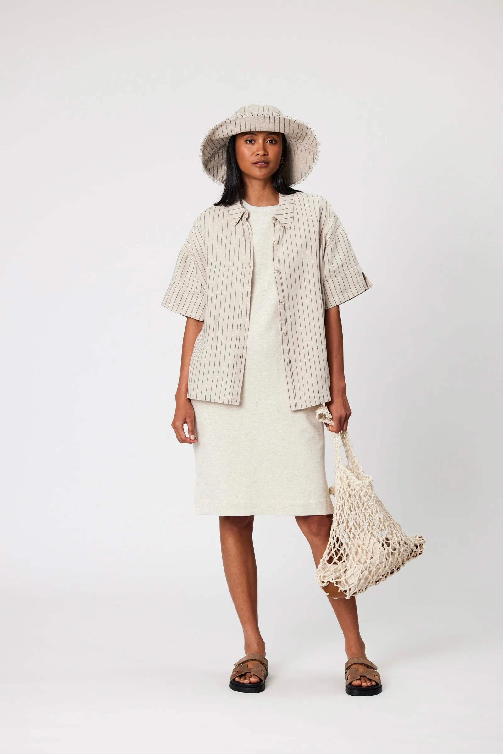 Jet Set Linen Shirt - Natural Stripe