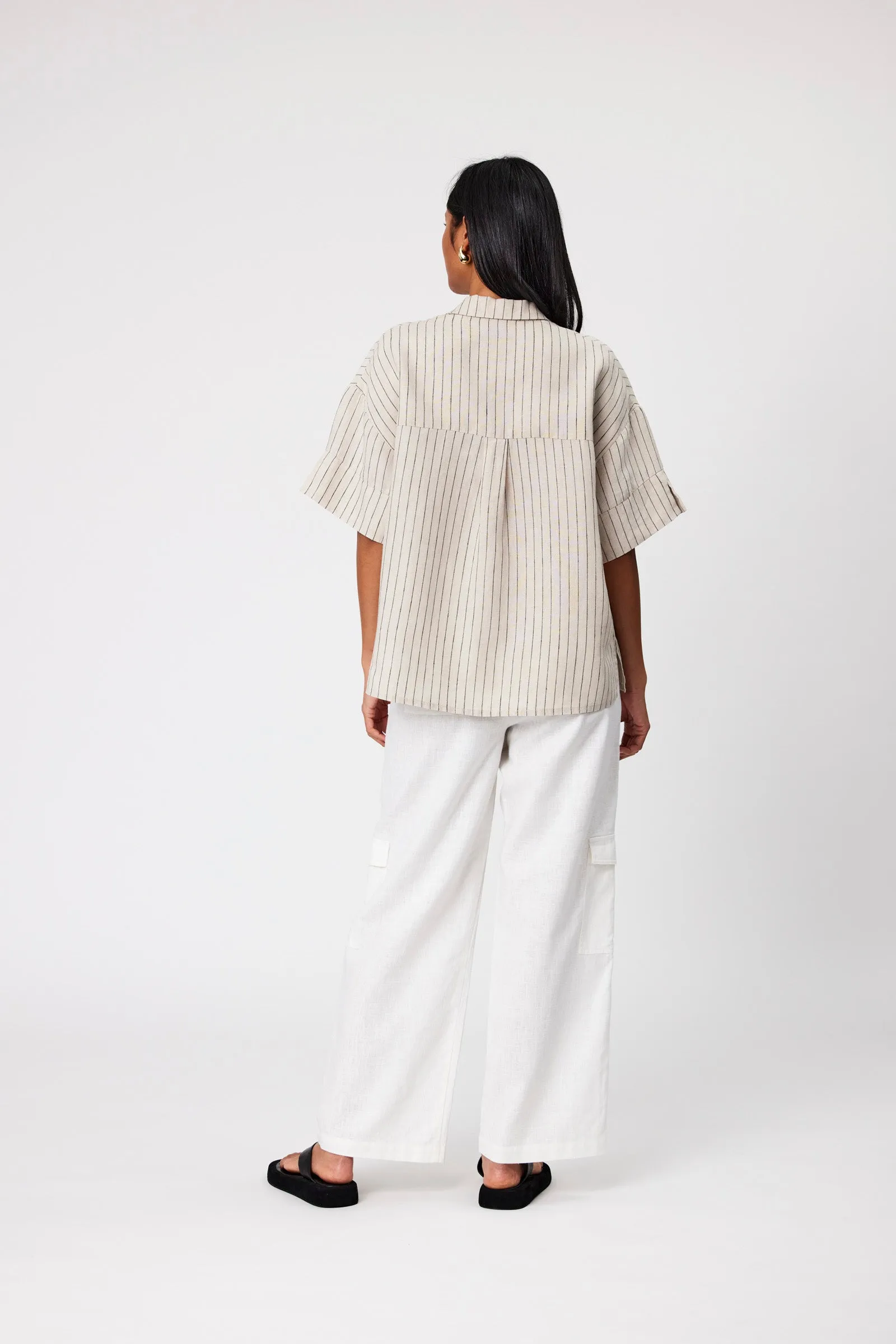 Jet Set Linen Shirt - Natural Stripe